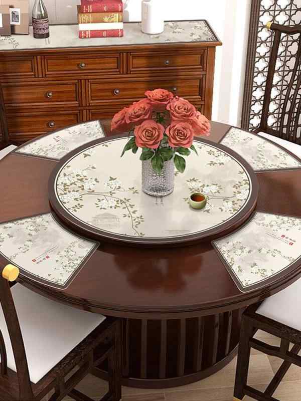 ランチョンマット 防水 おしゃれ おもてなし 扇型 ティー タイム チャイナ風 革 プレース 耐油性 ダイ..