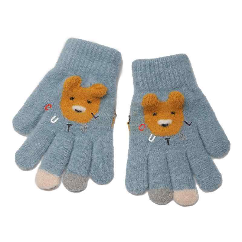 休闲用 - 子供 手袋 5 本 指 キッズ 男の子 女の子 秋冬 ウール もこもこ 防寒 防風 保温 暖かい 柔らかい 青 ピンク 黄色 くま サイクリング レジャー アウトドア 可愛い
