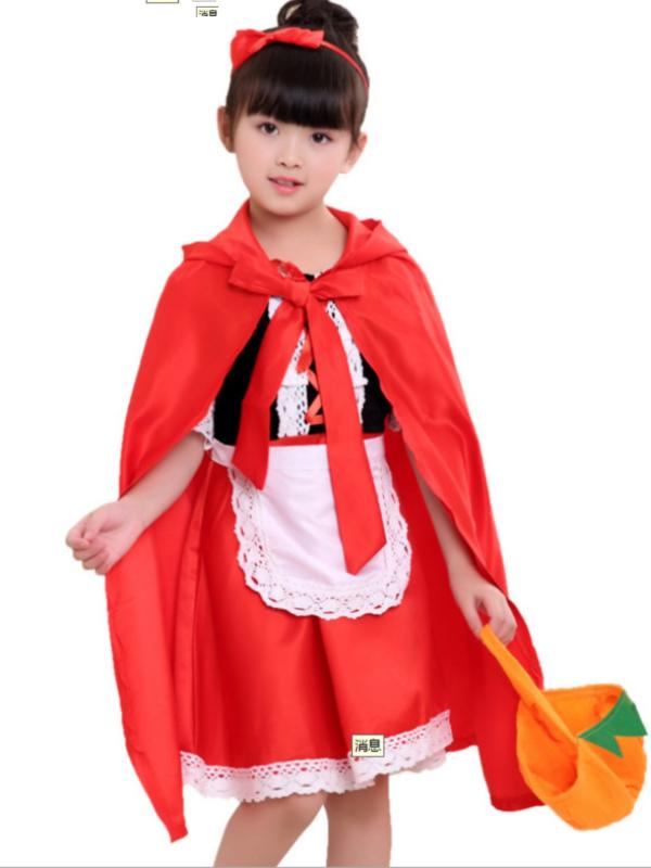 戲服 - ハロウィン コスプレ 子供 衣装 仮装 コスチューム 女の子 ドレス 赤ずきん マント おもしろ 魔女 コスチューム レッド オレンジ パープル ポリエステル ワンピース スカート サンタクロース クリスマス