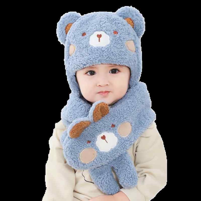 ニット帽 耳付き 子供 キッズ 男の子 女の子 ベビー 赤ちゃん 秋冬 ネックウォーマー 一体型 防寒 防風..