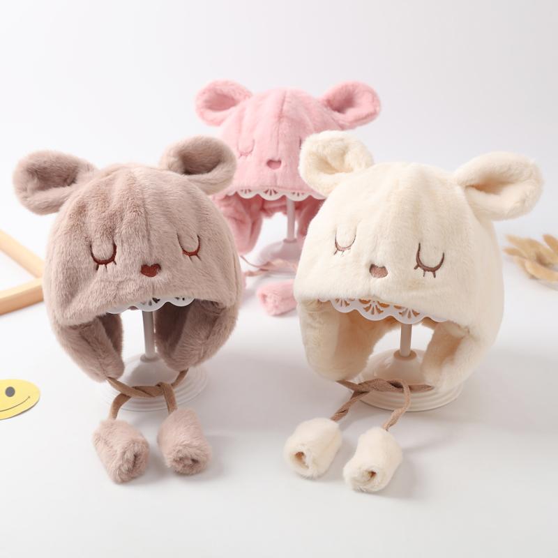 ニット帽 耳付き 子供 キッズ 男の子 女の子 ベビー 赤ちゃん 秋冬 防寒 防風 保護 厚手 もこもこ 暖か..