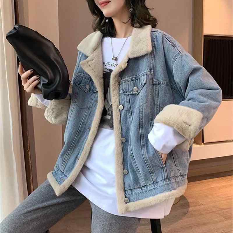 デニムジャケット 冬 レディース 女性 リバーシブル ウール 暖かい 韓国 防寒 あったか ポケット ボタン 羽織 春秋 カジュアル おしゃれ 青 黒