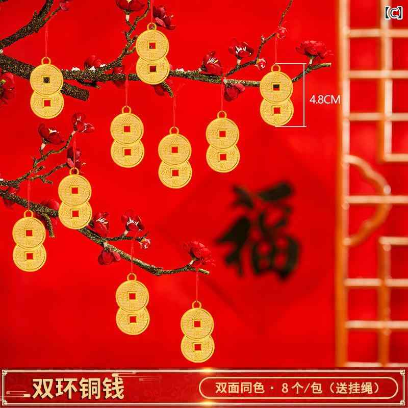正月飾り チャイナ風 辰年 春節 盆栽 室内 吊り下げ プラスチック タッセル 縁起物...