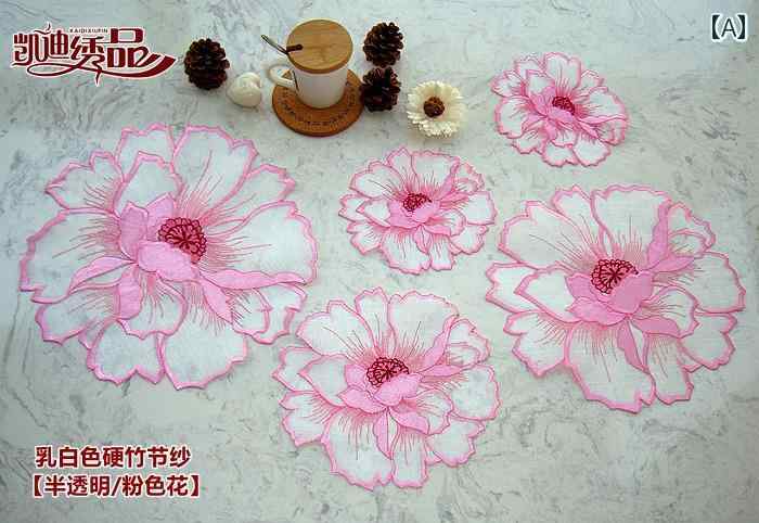 フロントップ楽天市場店のコースター おしゃれ ボウル マット 断熱 刺繍 花 バラ オーガンジー キッチン ダイニング テーブル 雑貨 コップ ランチョンマット 普段使い 来客｜アングル2