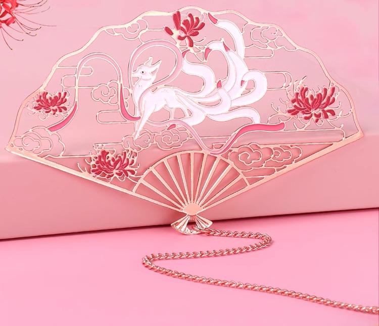 ブックマーク しおり プチギフト おしゃれ 文房具 金属 扇子 文学 学生 チャイナ風 レトロ 実用的 誕生..