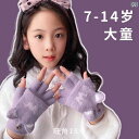 手袋 子供 女の子 男の子 秋冬 ハーフフィンガー グローブ 指なし 指先カバー付き ミトン 防寒性 暖かい 柔らかい 快適 通学 登園 外遊び かわいい 猫 うさぎ 青 ピンク 紫