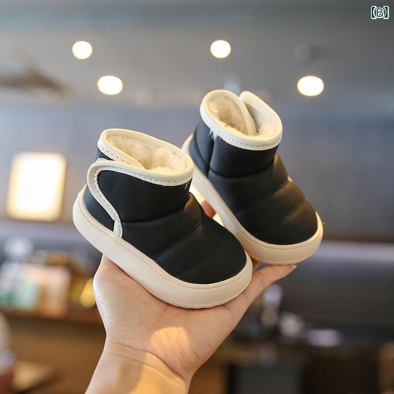 スノーブーツ キッズ 女の子 男の子 防水 ベビー 冬 裏ボア 綿 滑り止め 暖かい ベージュ ブラック カーキ ラウンドトゥ ラバー 耐寒 おしゃれ 面ファスナー 着脱しやすい