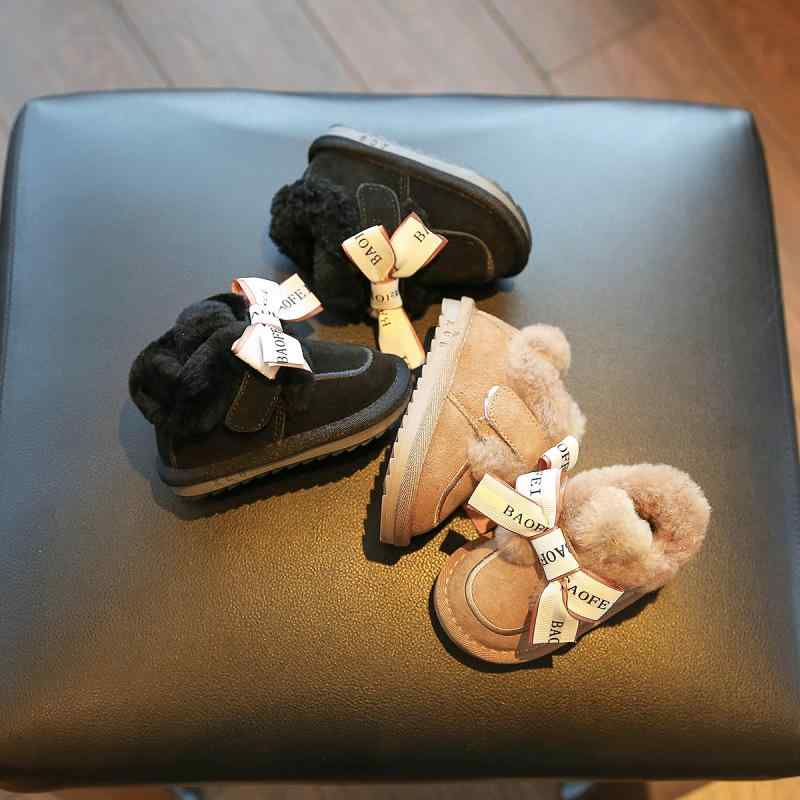 スノーブーツ キッズ 女の子 防水 ベビー 冬 裏ボア 暖かい 保温 綿 シューズ ブラック キャメル 滑り止め フラット PU 耐摩耗性 面ファスナー かわいい リボン