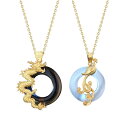ネックレス メンズ レディース 天使 悪魔 カップル ドラゴン 鳳凰 ペンダント ゴールド ブラック ホワイト レトロ アクセサリー プレゼント ペア(4)