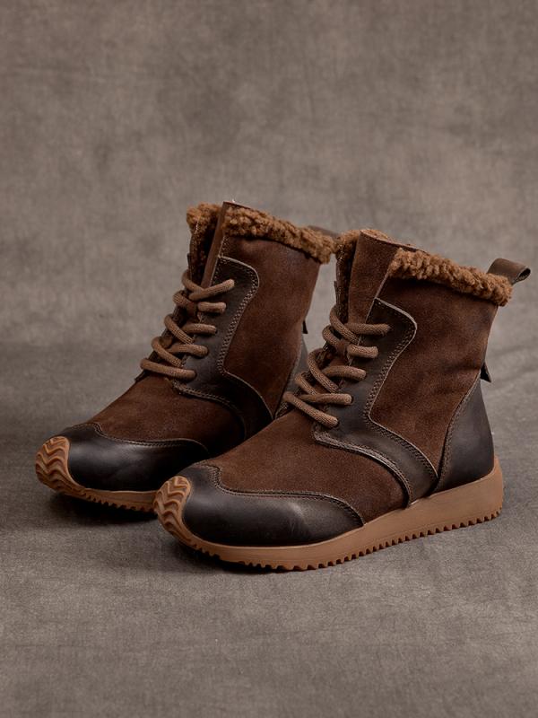 ショートブーツ レディース 歩きやすい 秋冬 ベルベット レトロ おしゃれ あたたかい スノーブーツ 滑り止め スポーツ カジュアル 茶