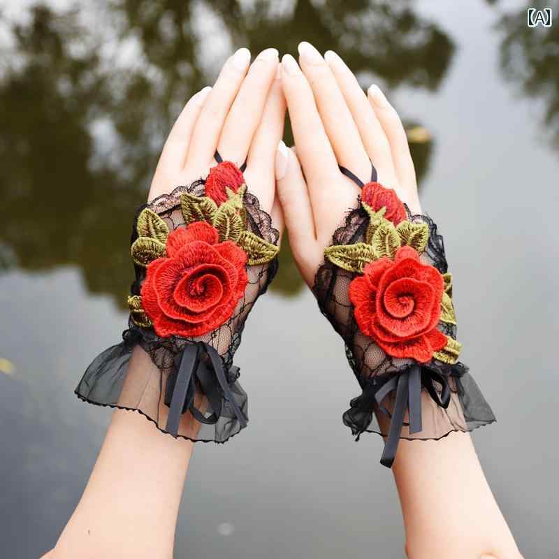 エスニック グローブ メッシュ レディース 黒...の紹介画像2