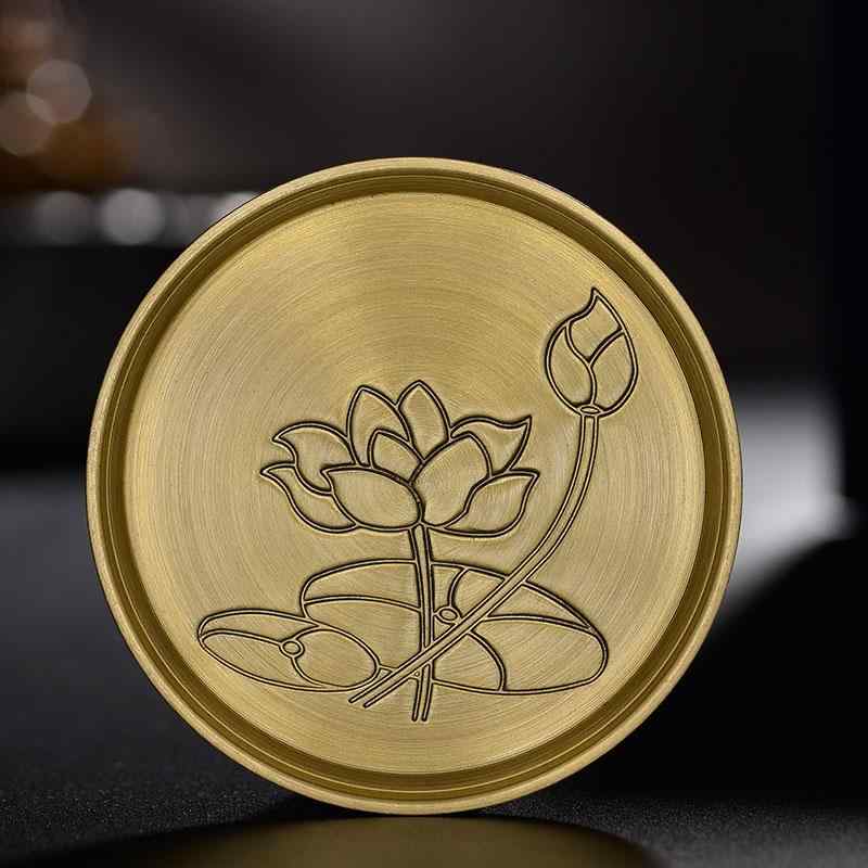 銅 茶托 真鍮 コースター ティーマット 厚手 カンフー 茶道 ソーサー 湯吞み 絶縁 パッド おしゃれ アクセサリー 6枚 丸型 正方形