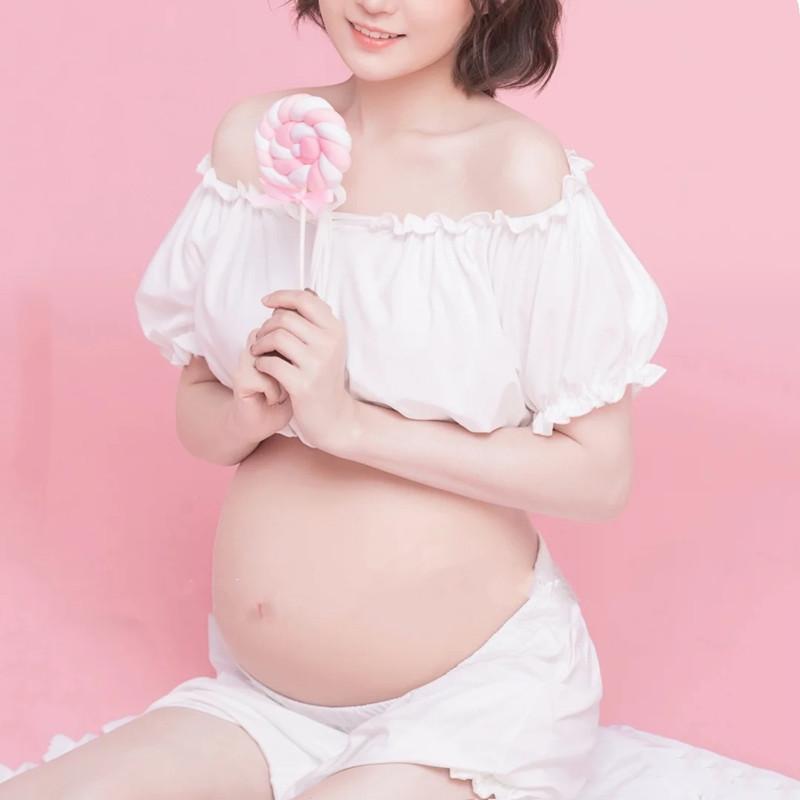 写真ストラップ マタニティ フォト ドレス 大きいサイズ 妊婦 写真 ストラップレス 妖精 スタジオ 撮影 衣装 ワンピース ルームウェア 下着 セクシー 綺麗 オフショルダー トップス パンツ ストラップ レース 白 黒