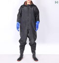 ウェーダー 釣り 防水 胴付長靴 作業着 一体型 全身 厚手 耐摩耗性 柔らかい 厚底 滑り防止 フード付き 手袋 男女兼用 水場仕事 黒 オレンジ 緑