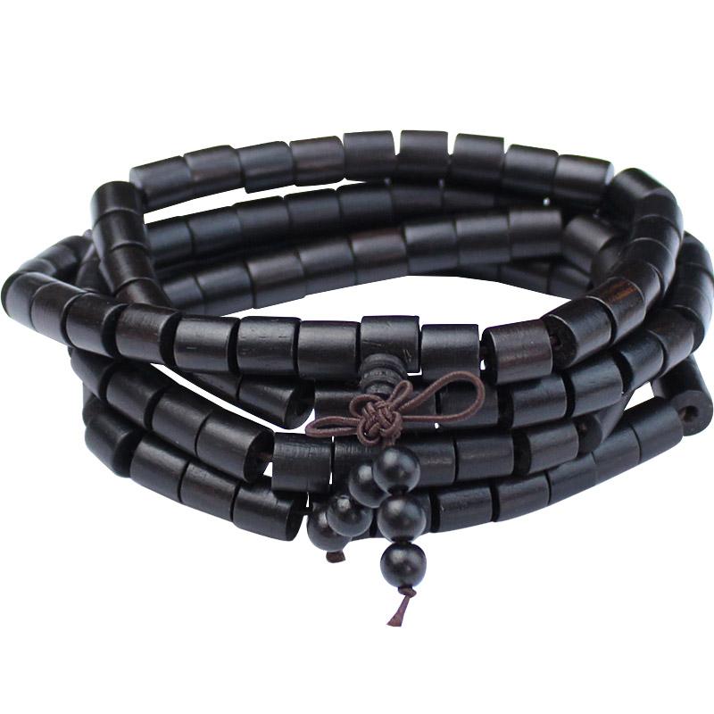 数珠 ブレスレット レディース メンズ ペア お守り 木製 腕輪 アクセサリー 小物 黒檀 念珠 エボニー サンダル ローズウッド 108玉 ロング バレルビーズ 樽 仏具 仏教 エスニック レトロ シンプル おしゃれ プレゼント