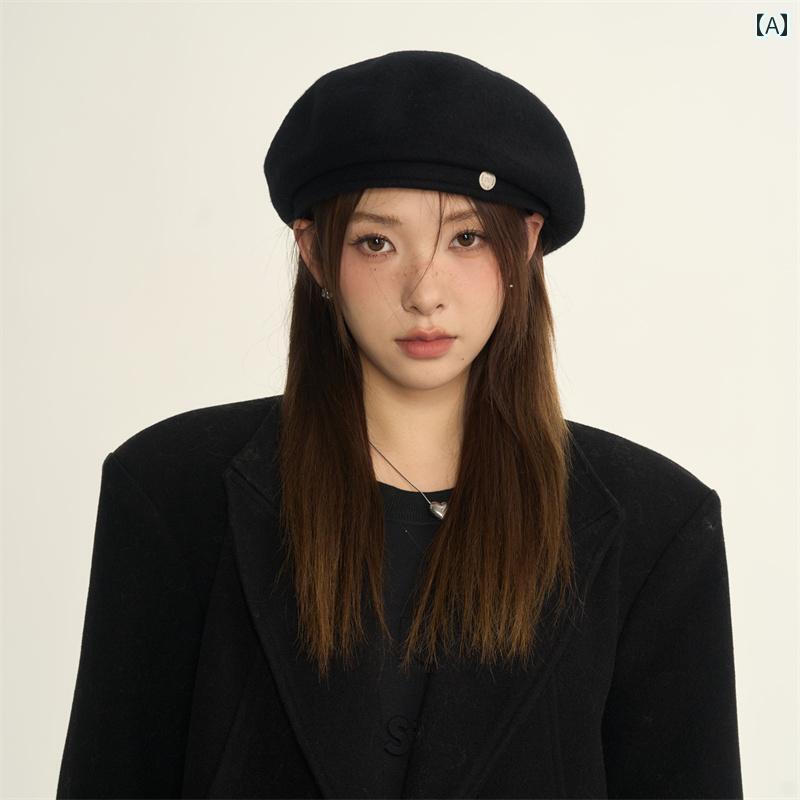 ベレー帽 レディース 秋冬 帽子 防寒 小顔効果 旅行 ショッピング お呼ばれ シンプル おしゃれ カジュアル レトロ 無地 黒 グレー 茶色