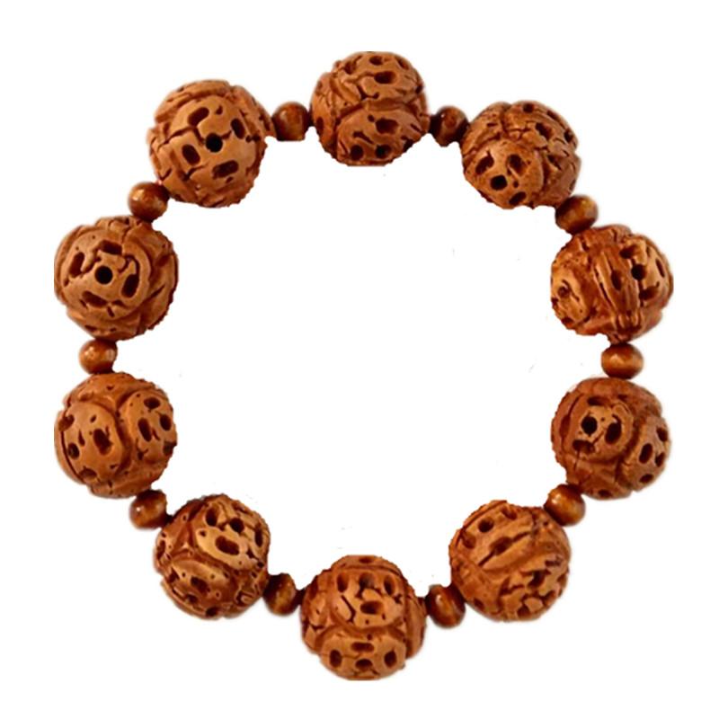 数珠 ブレスレット アンクレット レディース メンズ ペア お守り 木製 腕輪 アクセサリー 小物 手 足首 桃の木 念珠 ピーチウッド ビーズ 彫刻 ゴム紐 仏具 仏教 エスニック レトロ シンプル おしゃれ プレゼント