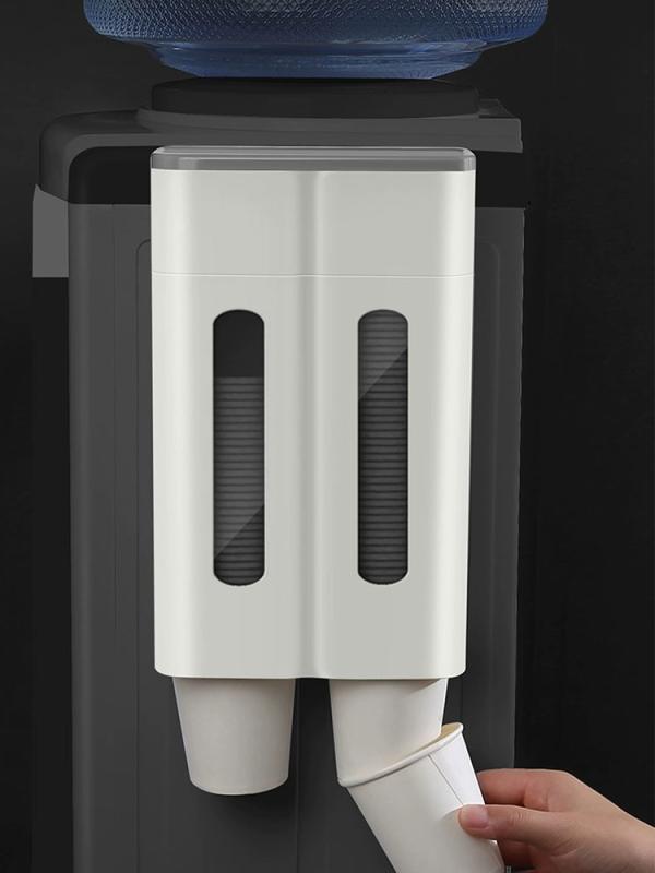 カップディスペンサー 紙コップ ホルダー 壁掛け 穴開け不要 粘着テープ 2連 プラスチック 大容量 防水..