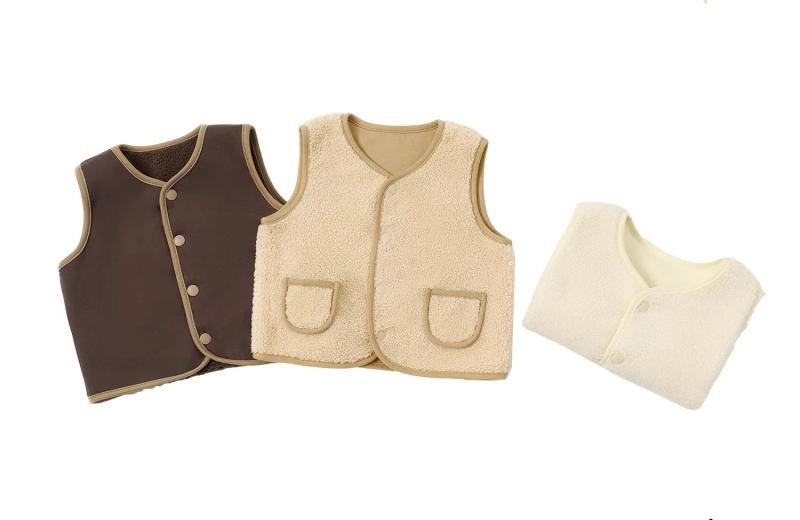 ベスト キッズ 男の子 ボア 女の子 男女兼用 秋冬 ベビー シングルブレスト シンプル 厚手 暖かい リバ..