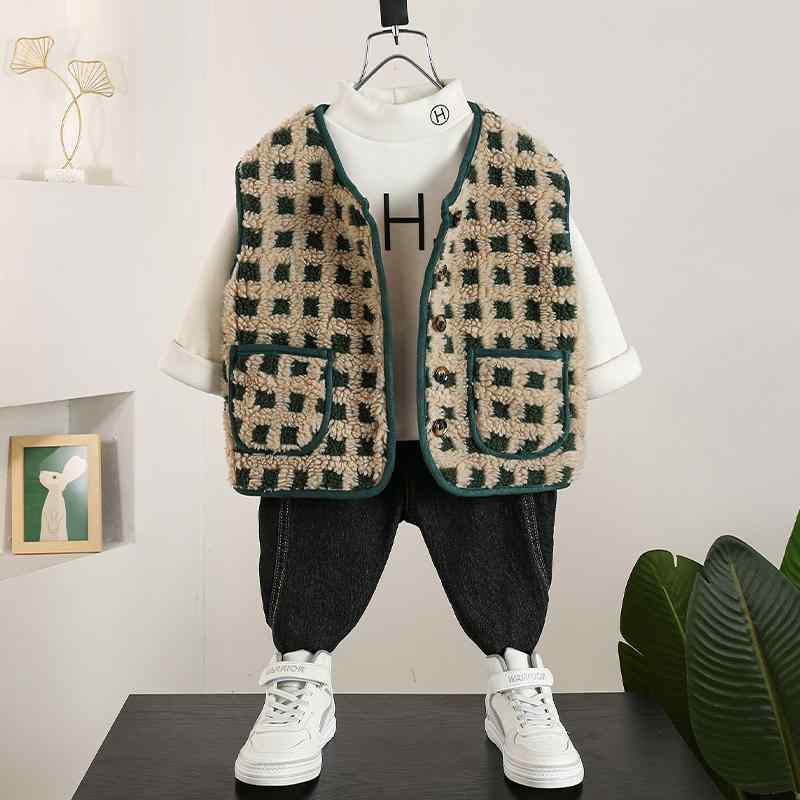ベスト キッズ 男の子 ラム ボア 秋冬 ベビー アウター かわいい ジャケット 裏地 フリース 暖かい 厚..