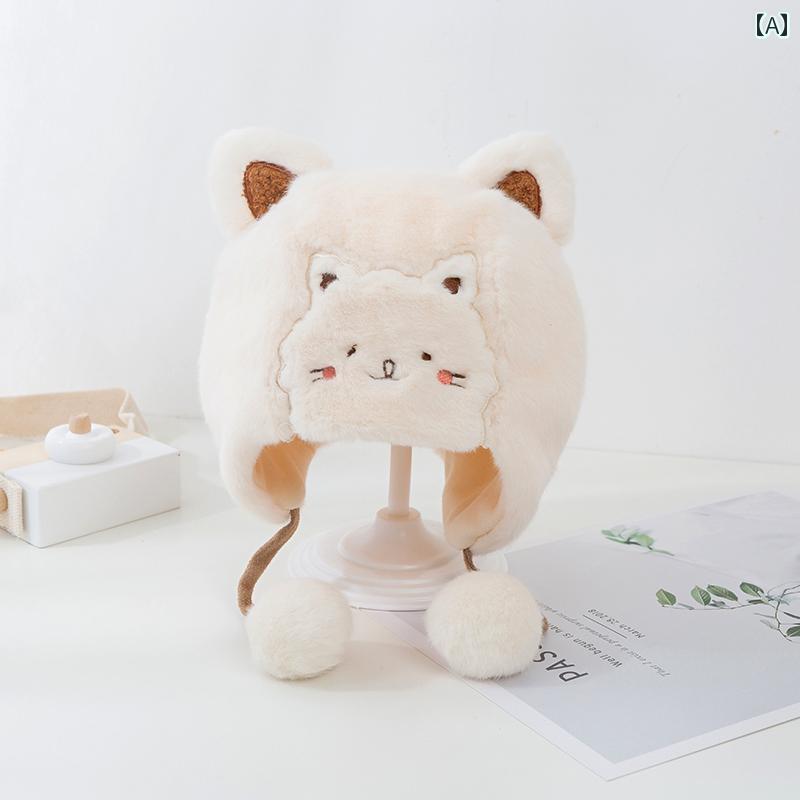 Other - フードウォーマー キッズ 子供 男の子 女の子 赤ちゃん ベビー 秋冬 かわいい 帽子 ピンク 青 黄色 無地 猫 くま 耳付き 紐 ファー ふわふわ 防寒 防風 保温 暖かい レジャー お出かけ 外遊び