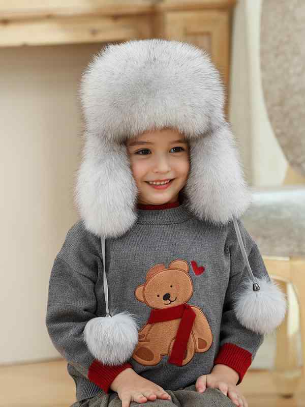 フードウォーマー キッズ 子供 男の子 女の子 韓国 冬 かわいい 帽子 青 白 ピンク 無地 耳当て 紐 フ..