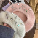 ベレー帽 レディース ストーン 鍵 蝶 ウサギ 秋 冬 韓国 小顔 効果 画家 帽子 おしゃれ ハット 和風 白 ピンク リボン カジュアル 普段使い