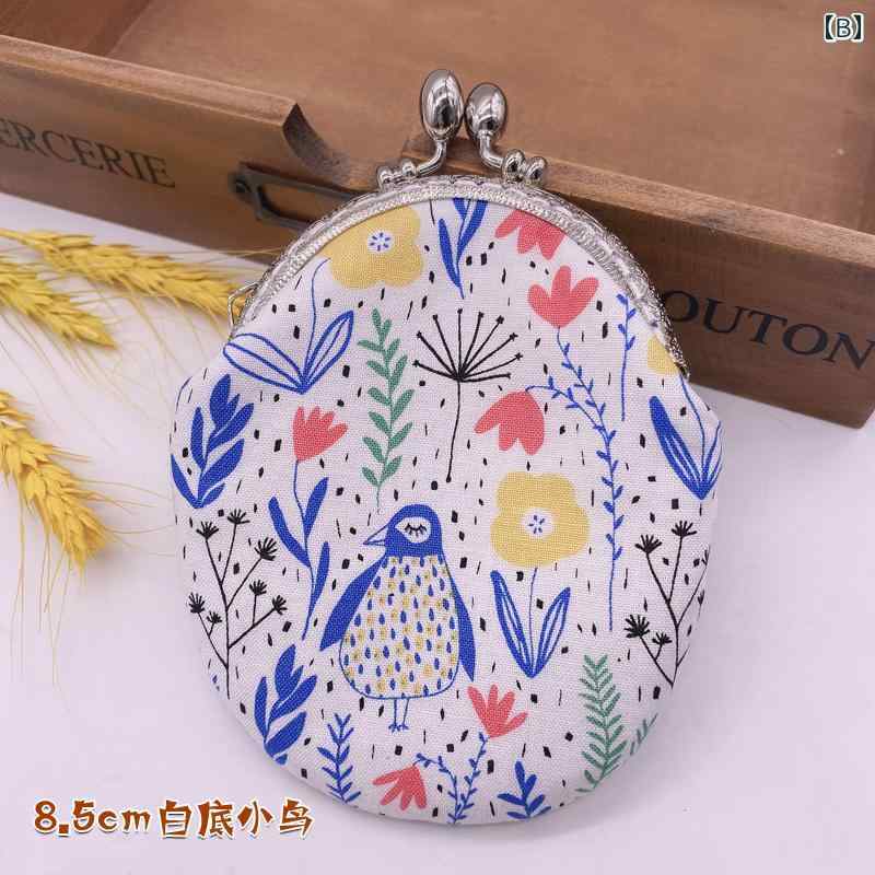 小銭入れ レディース がま口 財布 生地 ミニ レトロ かわいい 鍵 カード 口紅 リップ アクセサリー イヤホン 小物 収納 持ち運び 金具 布 プリント 和風 花柄 魚 クマ 招き猫 フクロウ 赤 白 青 3