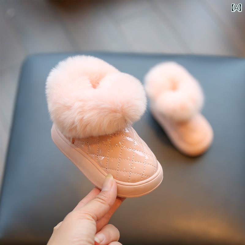 ベビー キッズ スノーブーツ ふわふわ かわいい 女の子 冬 防水 軽い あったかい ...