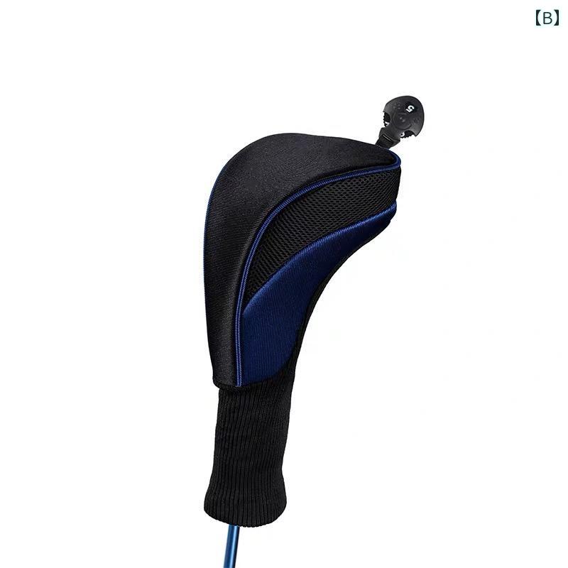 ゴルフ ヘッドカバー ドライバー フェアウェイウッド ユーティリティ クラブ 保護 ナイロン 伸縮 通気 番手 タグ シンプル 青 赤 黒 メンズ プレゼント
