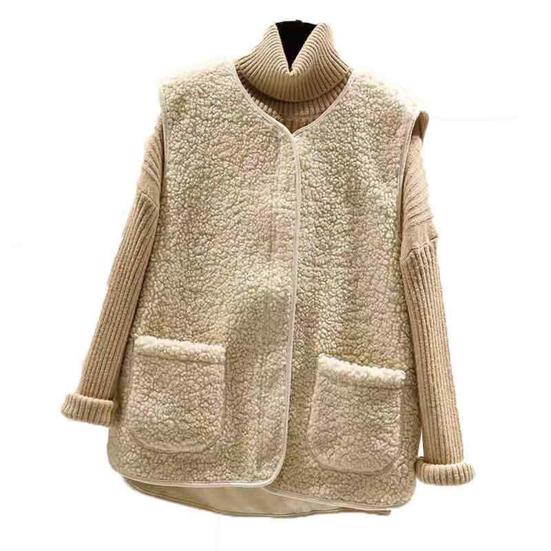 ボアベスト レディース おしゃれ ぬいぐるみ 韓国 ゆったり 秋冬 お出かけ チョッキ ジップアップ ボタ..