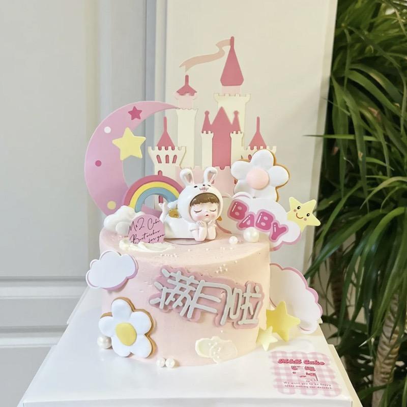 ケーキトッパー 飾り オーナメント オブジェ ピック 誕生日 お祝い 1歳 映え ベビー 女の子 男の子 うさぎ 天使 三角帽 バルーン 星 城 装飾 手作り 材料 デコレーション パーティー グッズ かわいい フォトプロップス ピンク ブルー