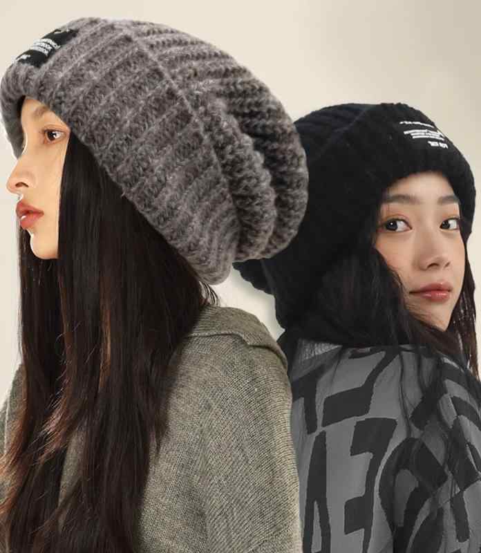 樂天商城 - ニット帽子 レディース あったか 冬 ウール メンズ アウトドア キャンプ ゆったり 大きめ 小顔効果 秋 カジュアル 防寒 カップル お揃い 白 黒 グレー