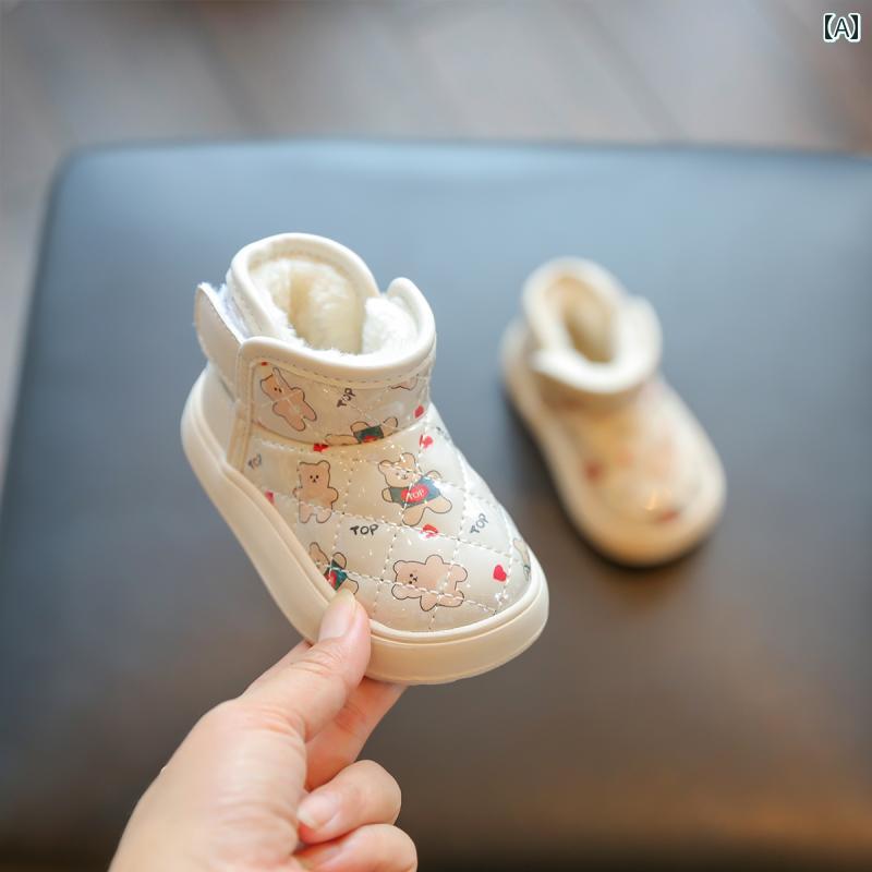 ベビー キッズ スノーブーツ ふわふわ かわいい 冬 ベルベット 柔らかい あったか...