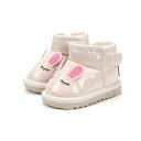 ベビー キッズ スノーブーツ ふわふわ かわいい 冬 裏起毛 柔らかい 女の子 男の子 滑り止め ファスナー うさぎ PU ベージュ 黒