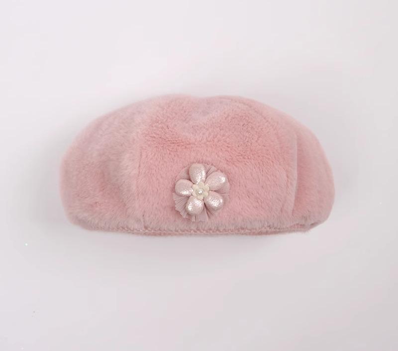 Beret - キッズ ベビー ベレー帽 大人 女の子 親子コーデ 秋冬 ボア 暖かい おしゃれ プリンセス 立体 花 ギフト 出産祝い 誕生日 お出かけ 撮影 発表会