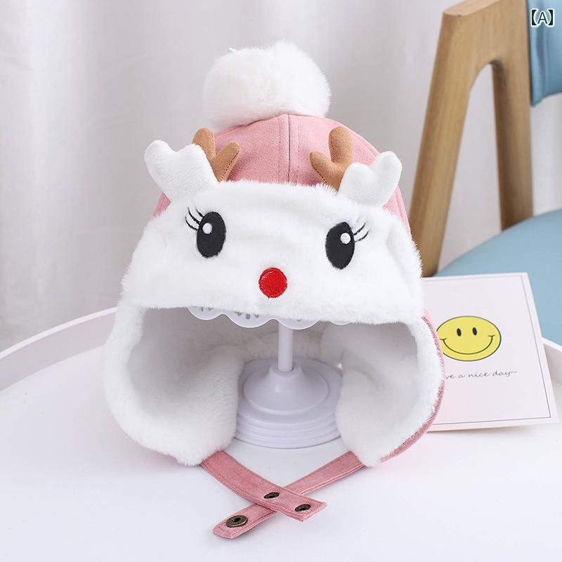 キッズ フードウォーマー 暖かい 防寒 耳当て付き 耳 隠れる 帽子 雪遊び 秋冬 厚手 ユニセックス シカ..