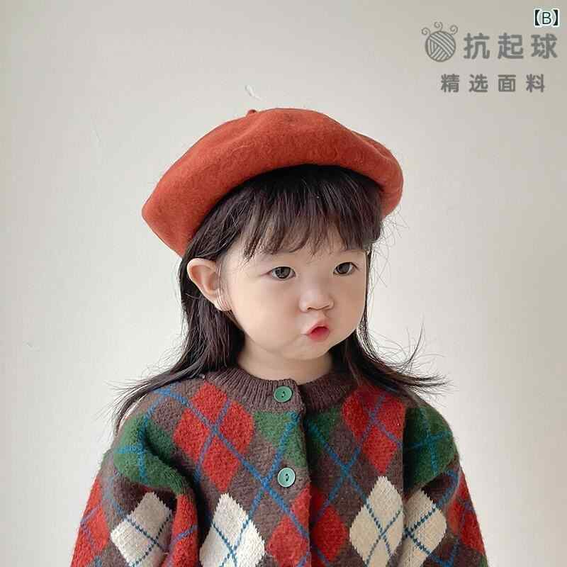 ベレー帽 キッズ 子供 帽子 女の子 無地 春秋冬 男の子 ガールズ ボーイズ 赤 黄 オレンジ 防寒 暖かい あったか ショッピング お出かけ シンプル かわいい レディース メンズ 女性 男性 大人 3