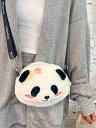 ふわふわ バッグ かわいい ぬいぐるみ 花 パンダ 女の子 ショルダー ファスナー レディース ガールズ 女性 小さめ 柔らかい 春秋冬 白 お出かけ 斜めがけ(4)