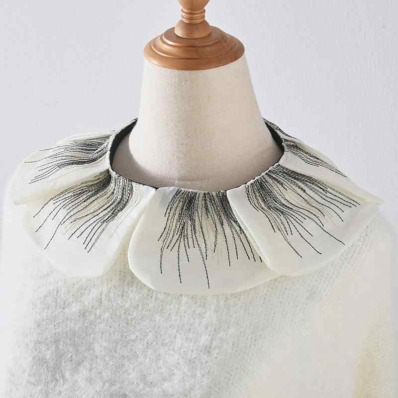 つけ襟 おしゃれ レディース ファッション 小物 アイテム レトロ フェイクカラー 花びら 飾り 刺繡 袖なし ブラウス 重ね着風 レイヤード
