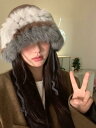 帽子 レディース 冬 ウサギ 小顔効果 ウール フィッシャーマンハット かわいい もこもこ 防寒 暖かい ピンク グレー 青 普段使い お出かけ ニット帽