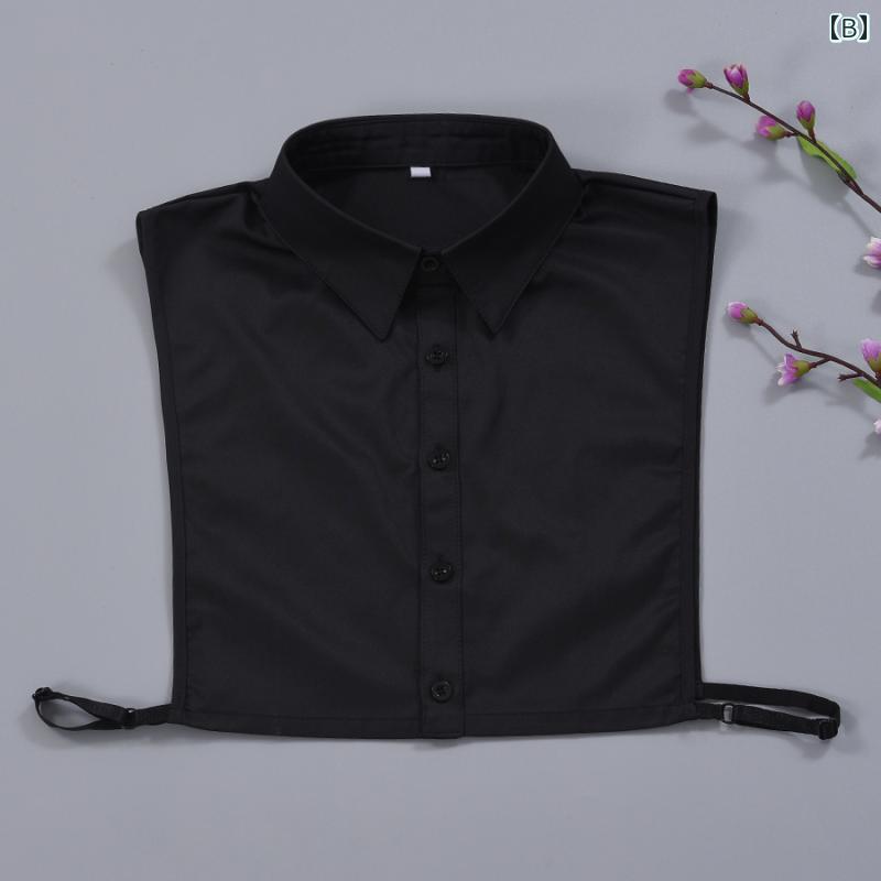 付け襟 シャツ フェイク メンズ レディース 装飾 襟 フェイク ノー アイロン 綿 秋冬 多用途 ビジネス Yシャツ レイヤード 簡単 装着 青 白 黒