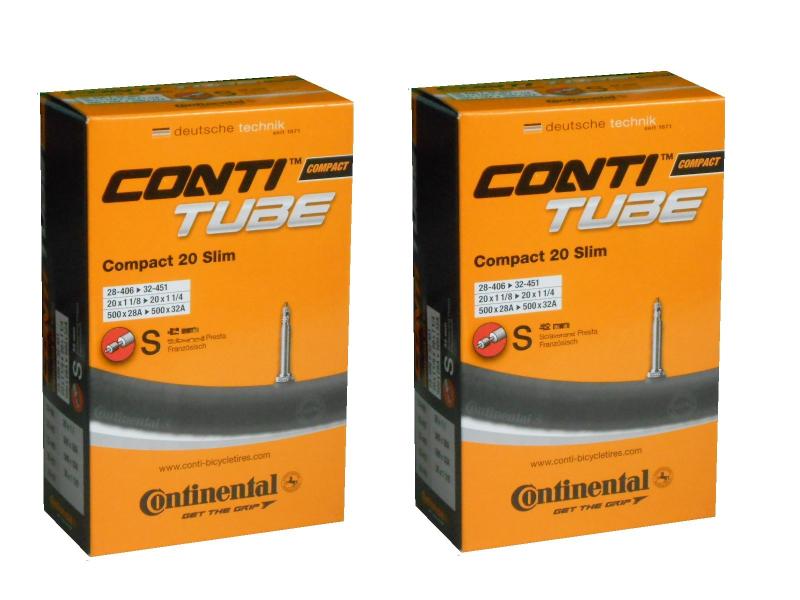 2本セット コンチネンタル Continental Compact20 Slim 20×1 1/8-20×1 1/4(28-406×32-451) 仏式チュー..
