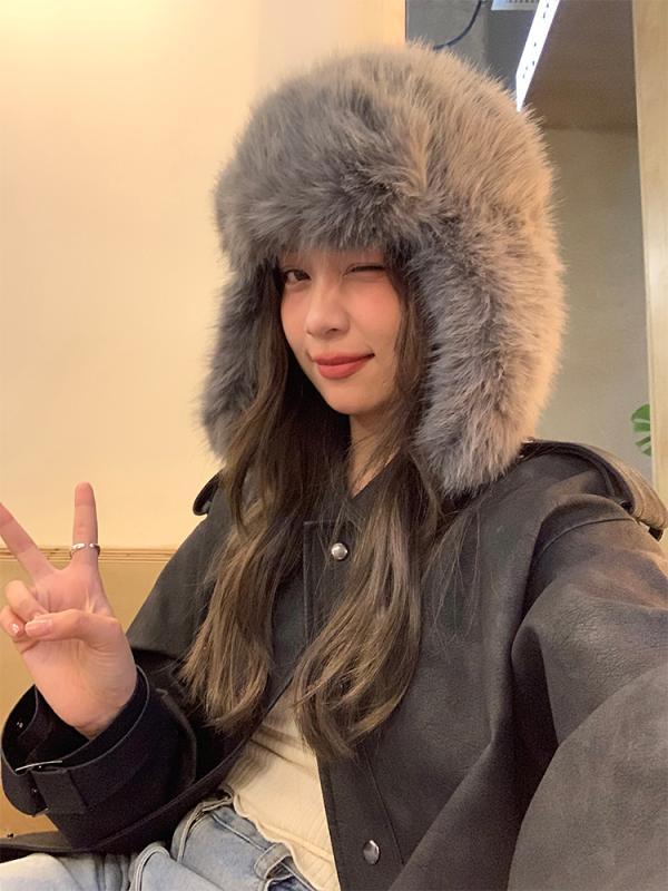 フードウォーマー レディース 秋冬 雷峰 帽子 耳あて 防寒 あったか 柔らかい ふわふわ 小顔効果 アウトドア サイクリング フェイクファー かわいい 黒 グレー 茶色