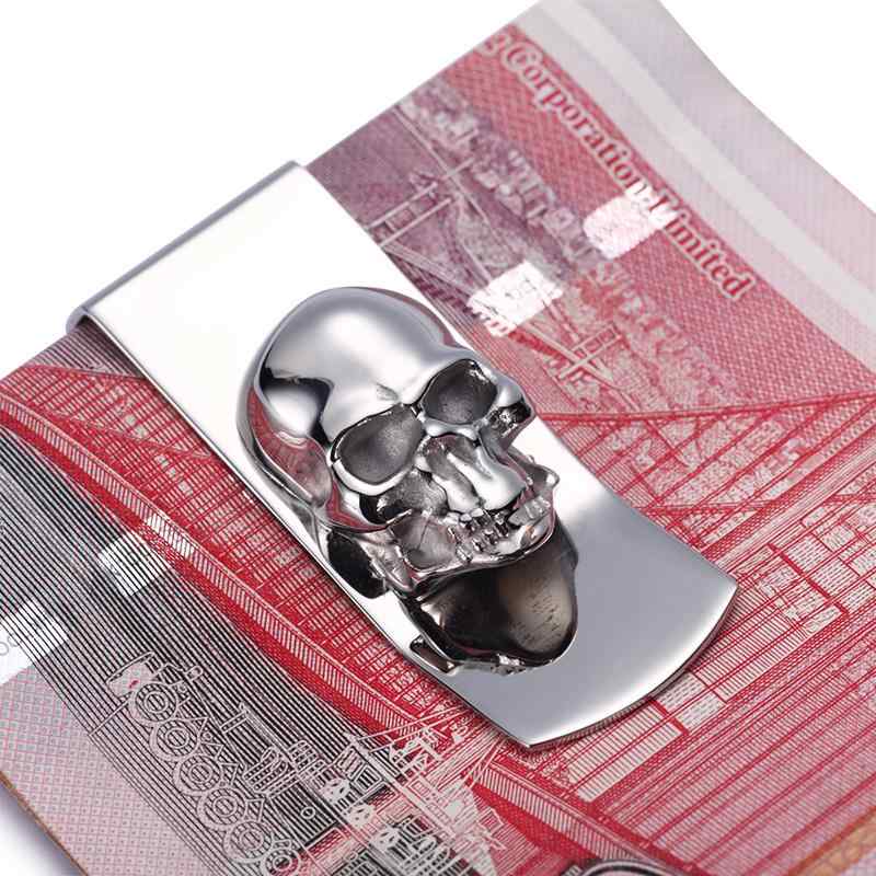 ステンレスマネークリップ マネークリップ 財布 紙幣 札ばさみ 薄型 モダン スカル 金属 メンズ かっこいい ステンレス 鋼 コンパクト シンプル カード収納 ギフト