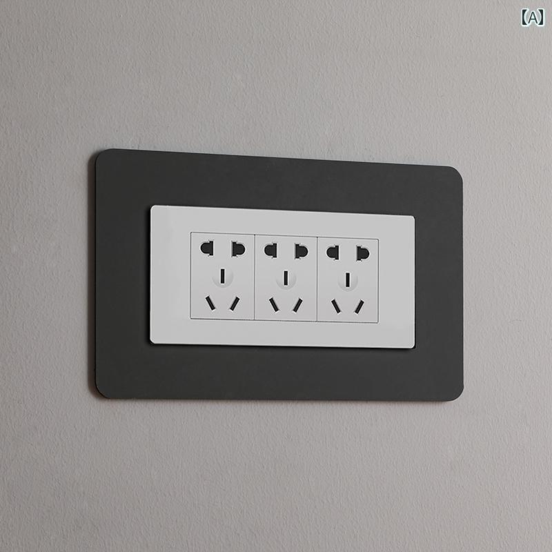 スイッチカバー インテリア 雑貨 壁 装飾 保護 フレーム 家庭用 ソケット 無地 モダン シンプル 接着剤..