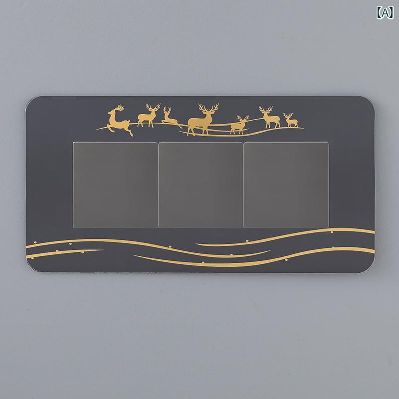 スイッチカバー インテリア 雑貨 壁 装飾 3口 ソケット 保護 フレーム モダン シンプル リビング キッ..