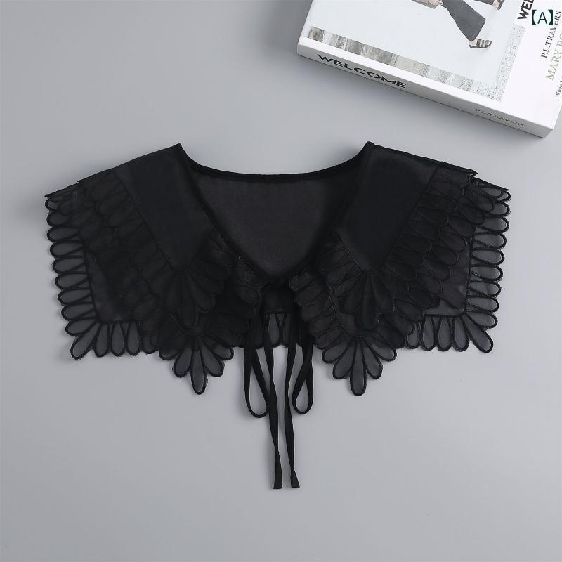 つけ襟 レース 白 レディース フェイク 重ね着 えり元 レイヤード 上品 おしゃれ サマー ショール 飾り オーガンジー シンプル シック 多用途 発表会 お呼ばれ 黒