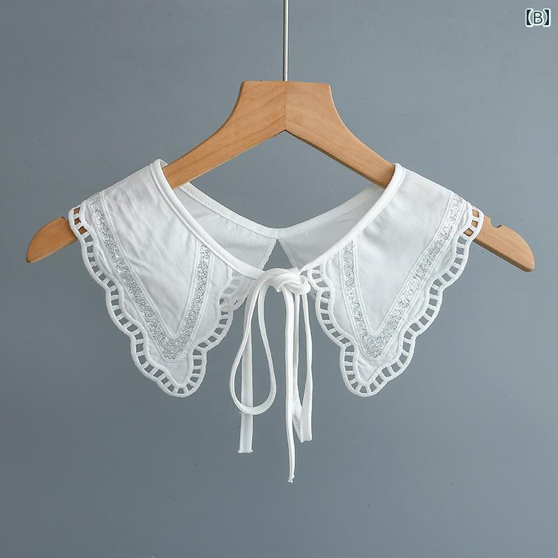 つけ襟 レース 白 レディース フェイク 重ね着 えり元 レイヤード 上品 おしゃれ 飾り 韓国 ショール シンプル シック 多用途 発表会 お呼ばれ