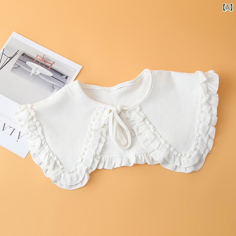 つけ襟 レース 白 レディース フェイク 重ね着 えり元 レイヤード 上品 おしゃれ 飾り 韓国 フリル シンプル シック 多用途 発表会 お呼ばれ グレー
